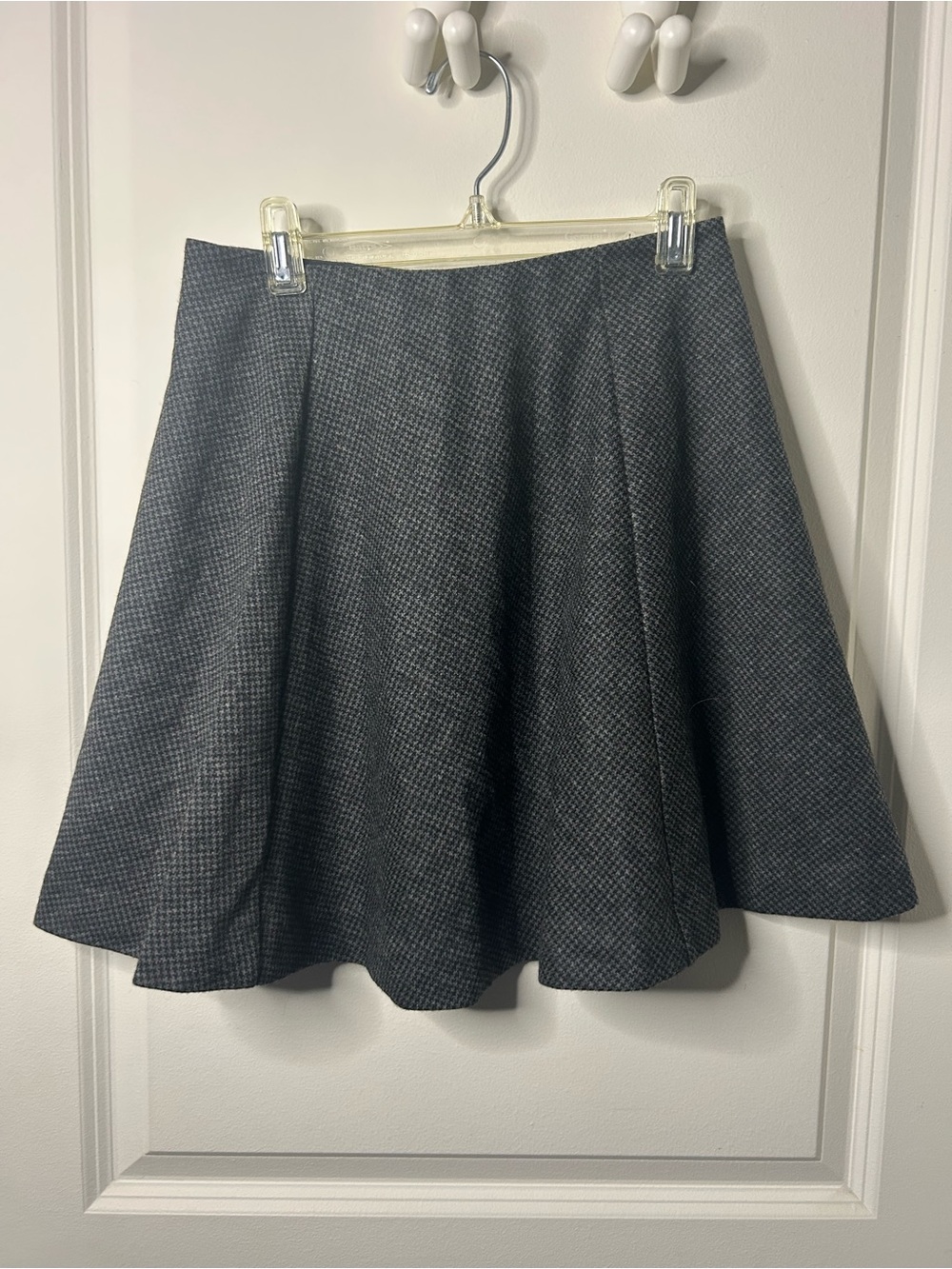 Uniqlo Wool Blend Grey Houndstooth Mini Skater Skirt Size XS